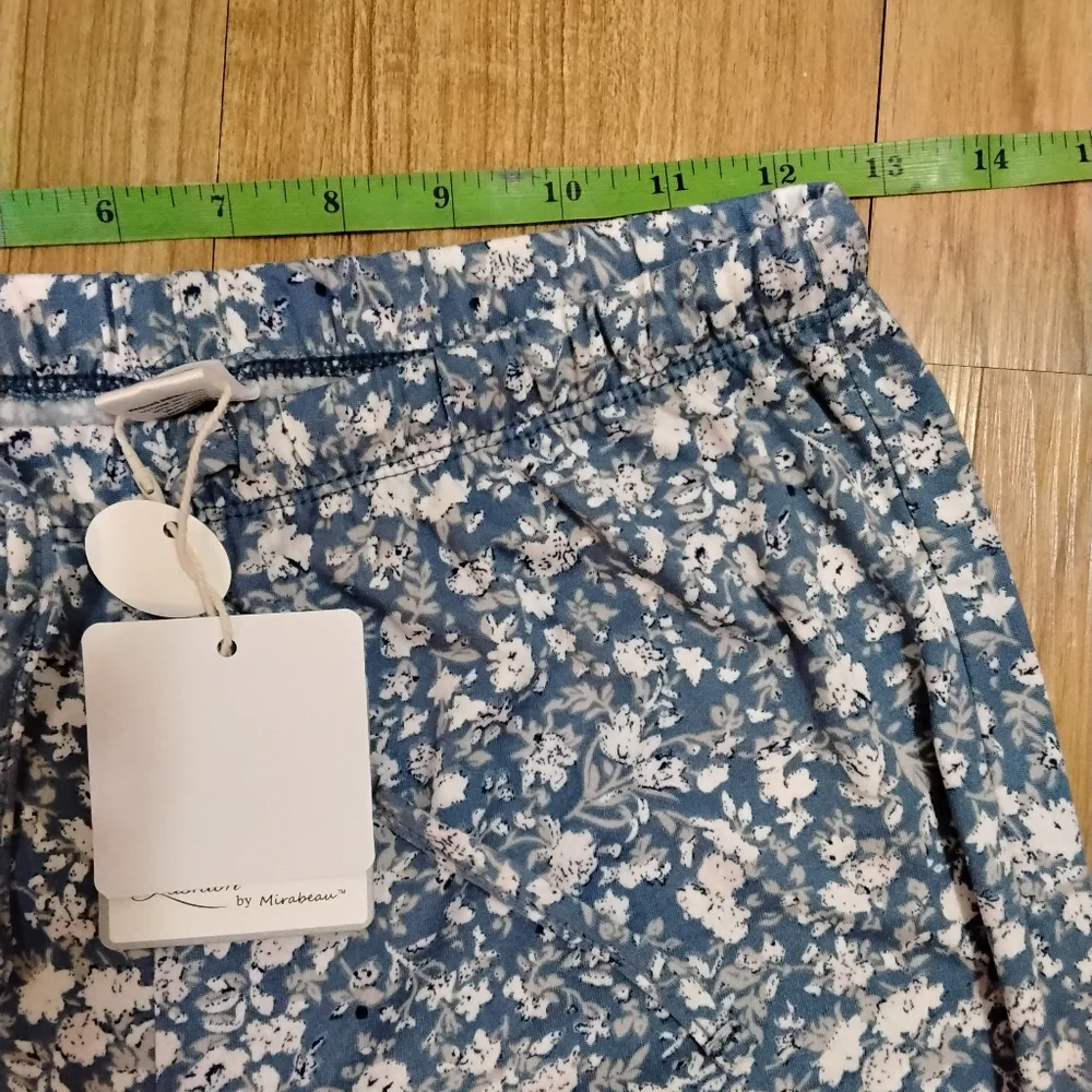 Fashion by Mirabou Blue Moon Blue & White Floral Lounge Pants | NWT | Size Small